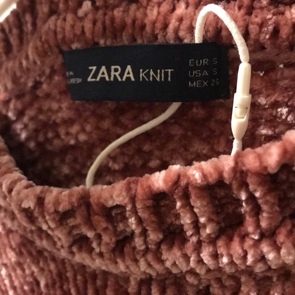 Zara knit velvet pink sweater, size s - Picture 2 of 4